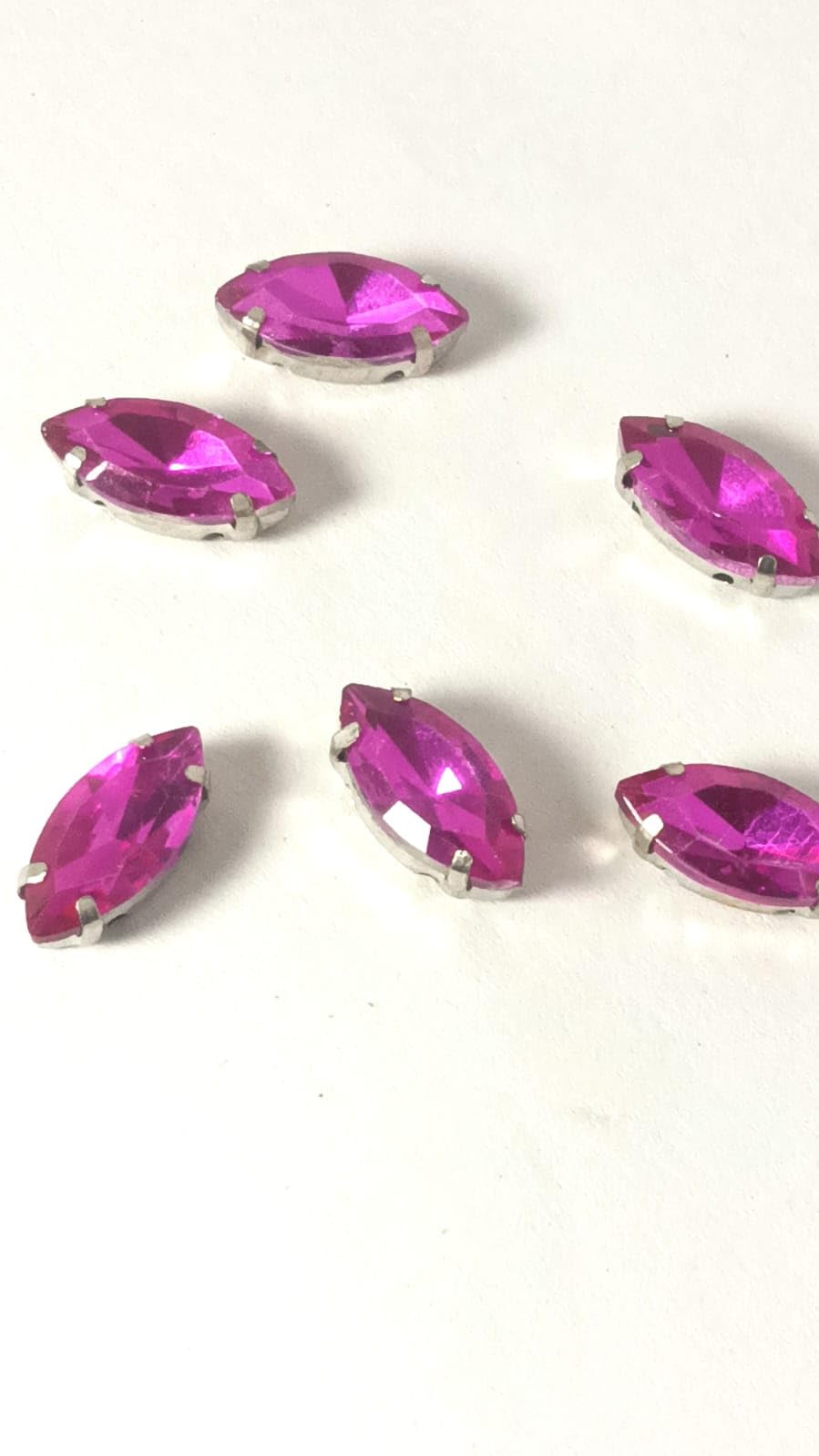 The Craft Cartel Bright Pink Magenta Eye Glass Stones with Catchers 7 * 15mm Size. (100 Pieces, Bright Pink Magenta Eye Glass)-image-20