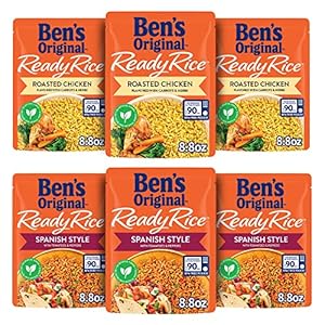 BEN’S ORIGINAL Ready Rice Roasted Chicken and Spanish Style Flavored Rice Variety Pack, Easy Dinner Sides, 8.8 OZ Pouch (Pack of 6)