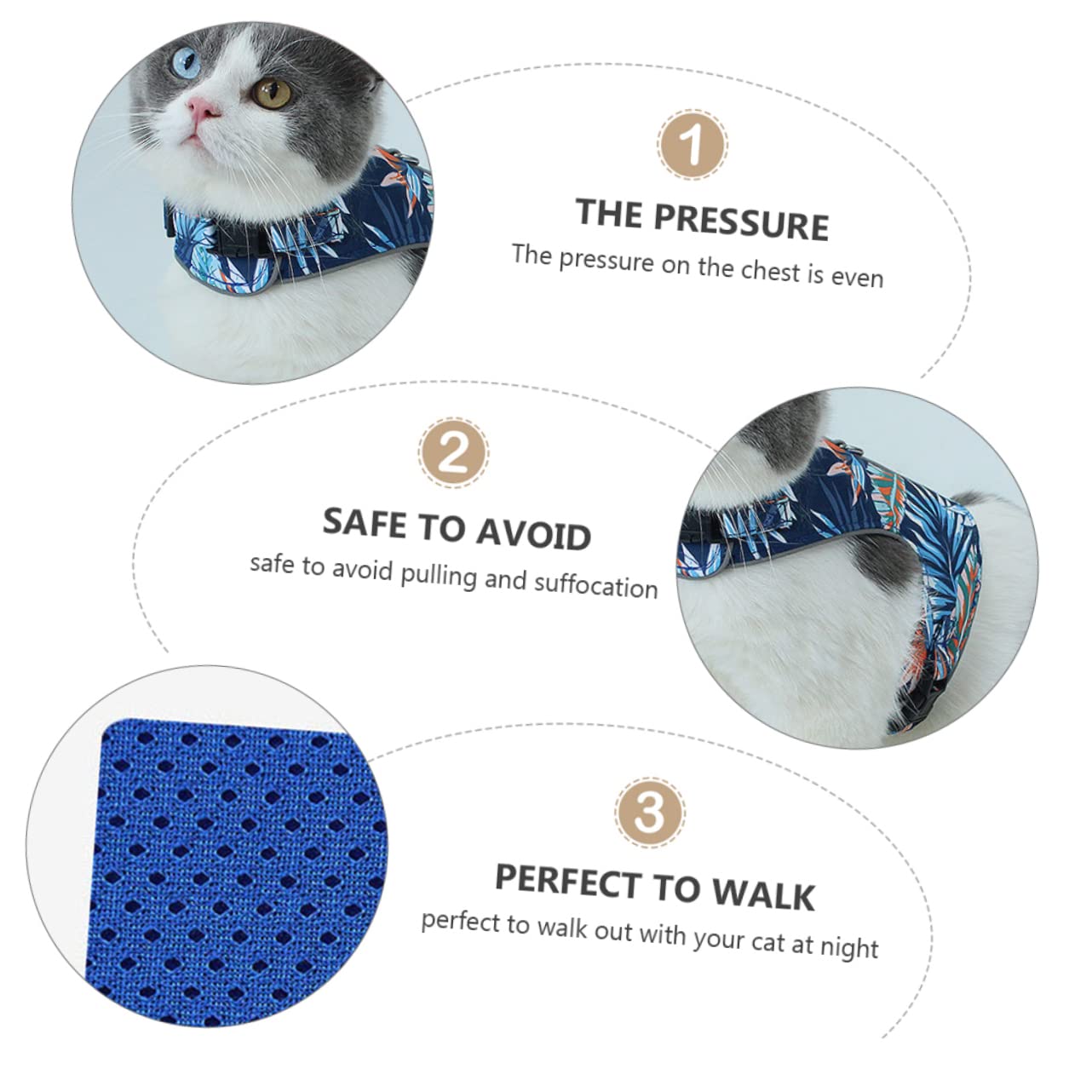 DOITOOL 3sätze Katzen Geschirr Verstellbare Katzenweste Mit Leine Atmungsaktives Mesh Reflektierendes Design Für Nachtausflüge