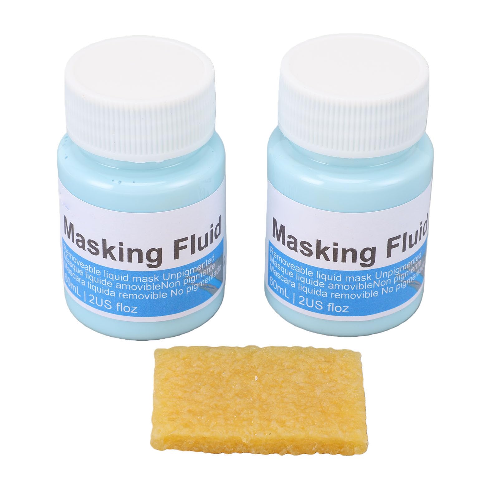 ZJchao 2 Pcs 60ml Blue Watercolor Masking Fluid Artist Masking Liquid Watercolour Resist Medium Fast Drying Easy Peel with Eraser for Watercolor Paintings Calligraphy Mixed Media