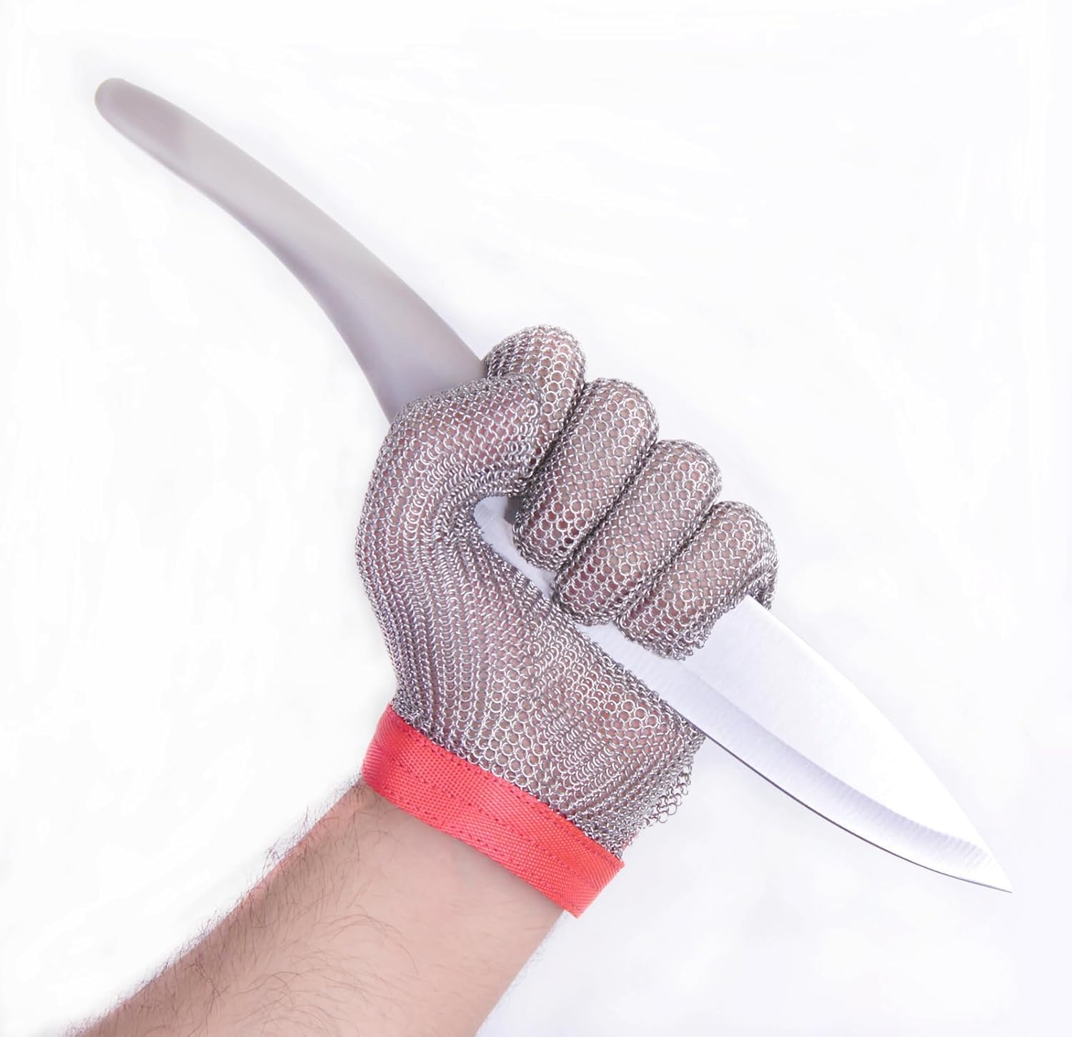 Guantes resistentes a cortes de acero inoxidable de calidad alimentaria con correas para las muñecas, adecuados para chefs, carniceros y personal de seguridad (M)