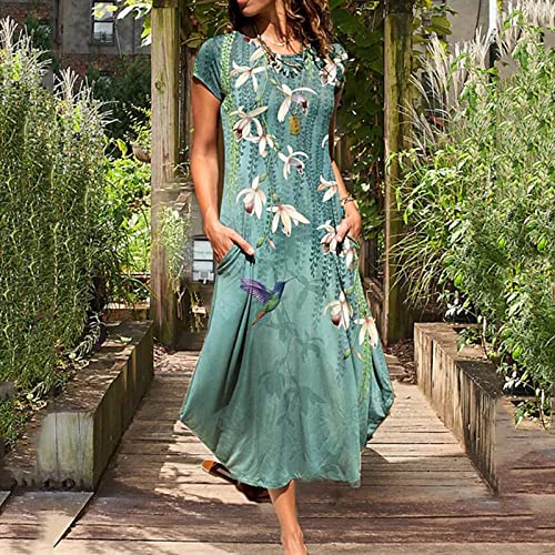 Cute Beach Dresses For Women Maxi Dress For Women Summer Short Db Moon Women Summer Casual Short Sleeve Dress Green #TOP1