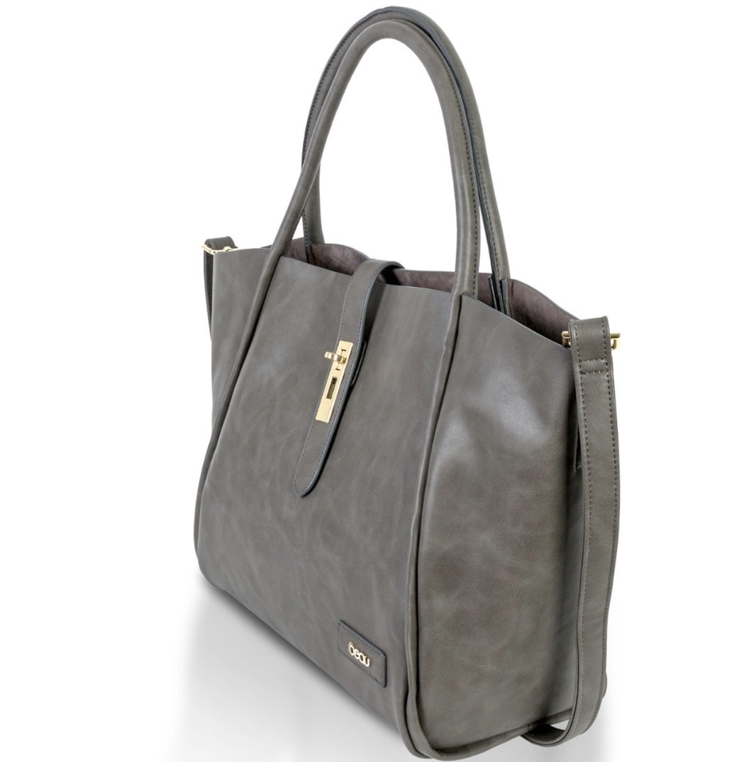 Beau Caris Faux Leather Diaper Bag - Grey