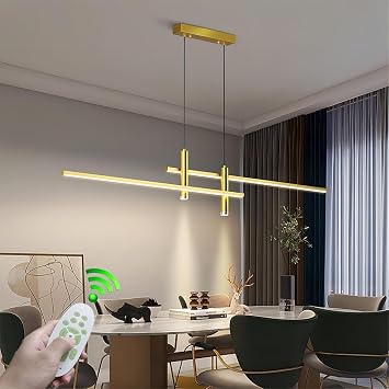 LED modern chandelier 60W dimmable linear dining room Pendant Light acrylic lampshade 120cm black height adjustable ceiling light with spotlight function suitable for kitchen island living room