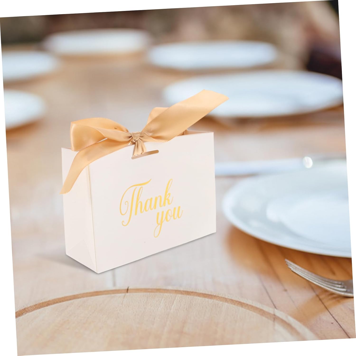 PLAFOPE 50pcs Wedding Favor Boxes Bags with Bow Ribbon Paper Treat Boxes for Weddings Showers Birthdays Elegant Thank You Containers