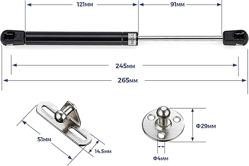 Miniatura 10 de Ravinte Hardware 2 soportes de gas para gabinete de 10 pulgadas, soporte de elevación de soporte de gas, bisagras para tapa, gabinete de cocina,