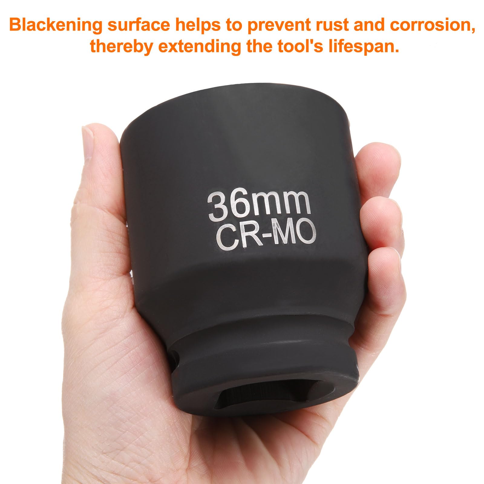 sourcing map 3 llaves de vaso cuadradas de 4 puntos de 1 pulgada, 36 mm, llave de impacto cuadrada métrica CR-MO, herramienta de manga neumática estándar para reparación de automóviles, mantenimiento