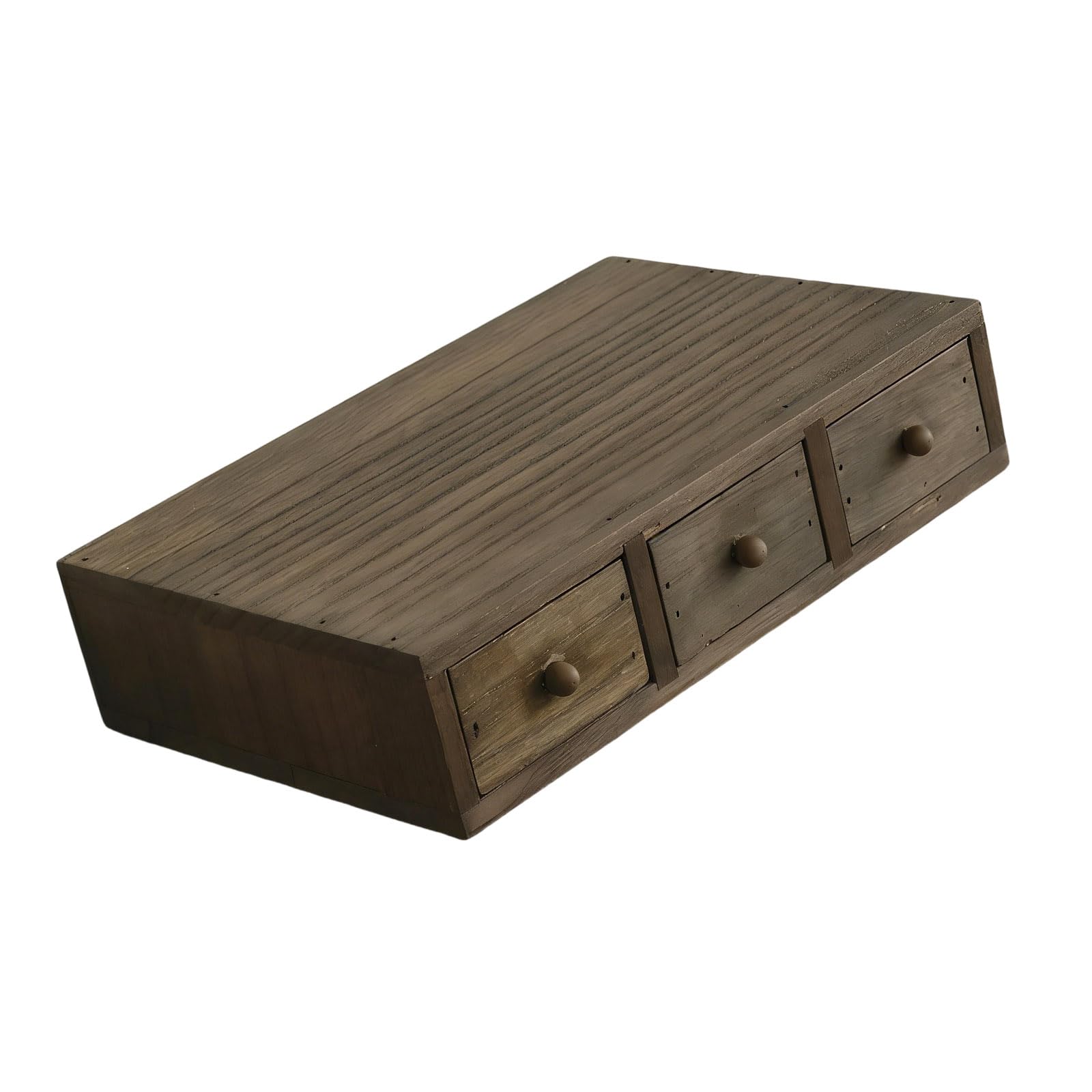 MIDOKSTUA Natural Wood Desk Organiser with Spacious Compartments Sturdy Multi Section Storage Box for Stationery Cosmetics Wooden Storage Box