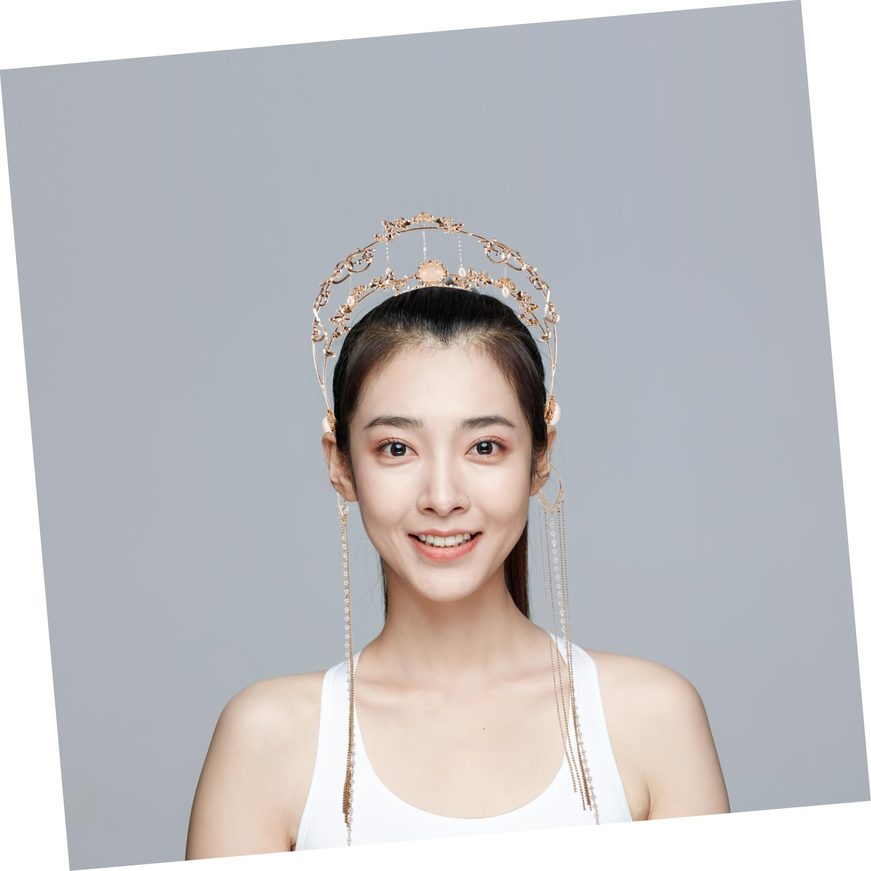 LIFKOME Goldener Damen Kopfschmuck aus Zinklegierung mit Quaste | Braut Kopfschmuck für Traditionelle Kleidung, Antiker Vintage Stil, Vielseitig für Verschiedene Anlässe