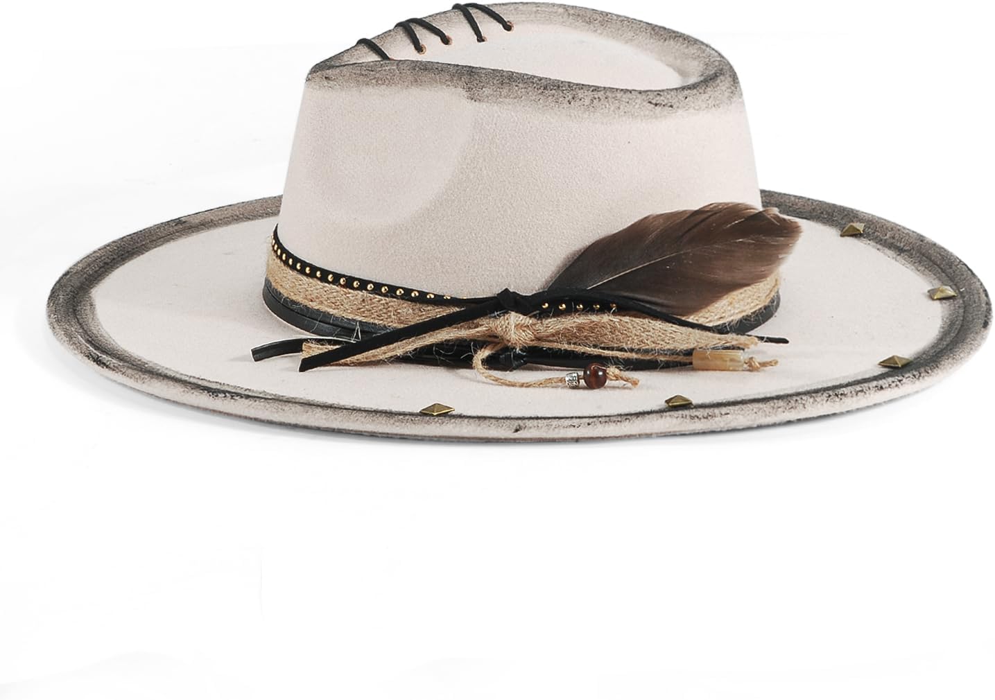 Wide Brim Fedora Hat for Men Women Retro Western Felt Hats
