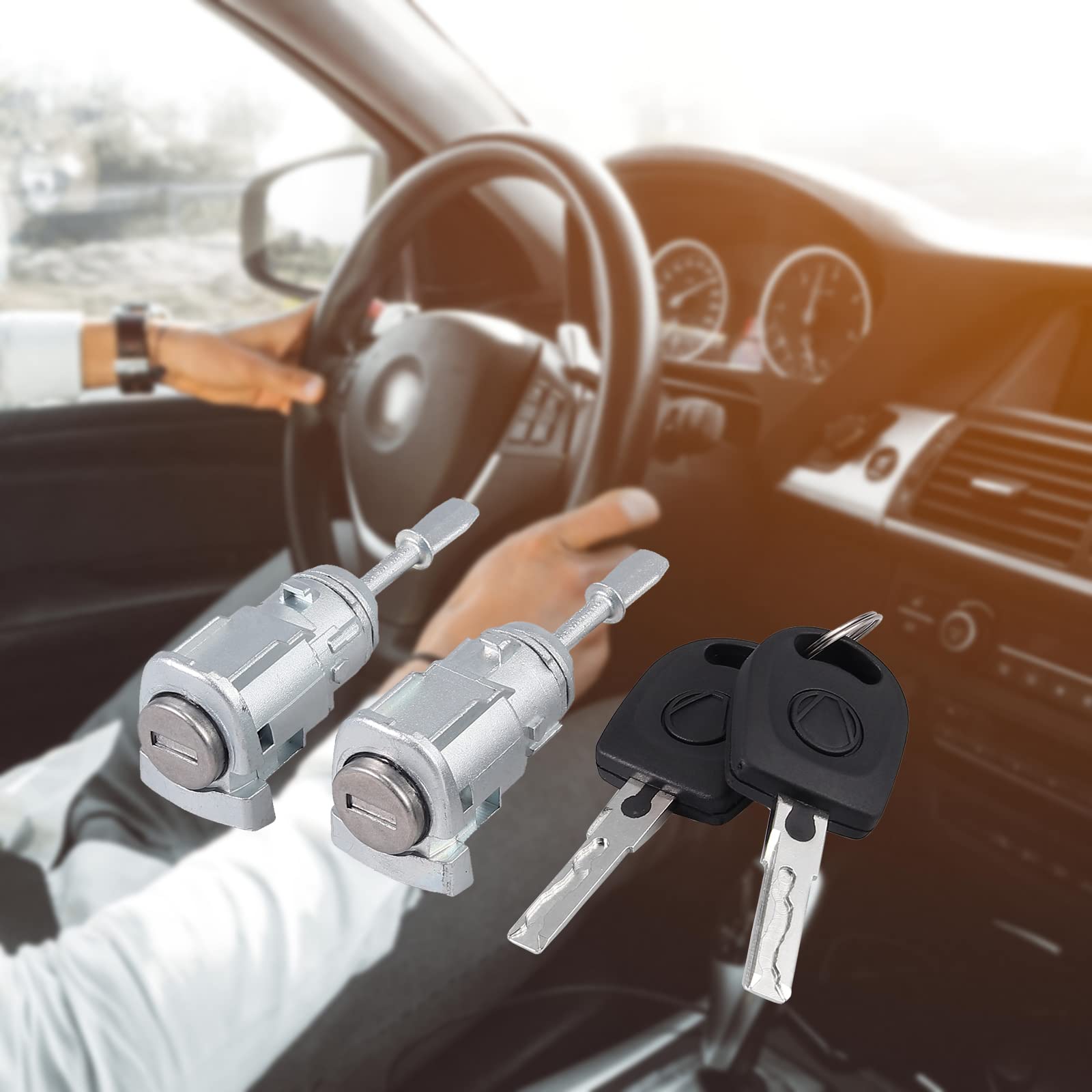 Justech 2PCs Lock Cylinders Door Lock Vehicle Door Security Lock  