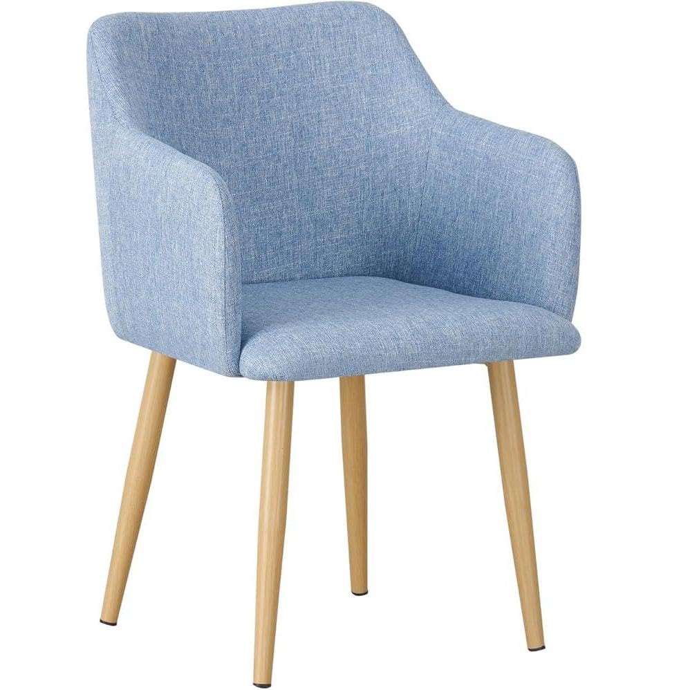 MOF Vanity Chair for Dressing Table, Bedroom or Living Room – Compact Fabric Tub Armchairs with Padded Seat & Metal Legs – Upholstered Small Bedroom Chair/Reading Chairs (1, Light Blue)