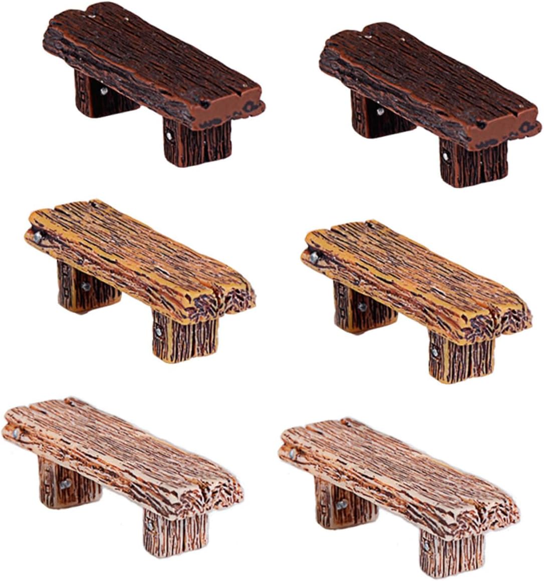 Hemoton 6pcs Fine Crafted Resin Stools Adornments Mini Stools Ornament for Home Outdoor Decorations