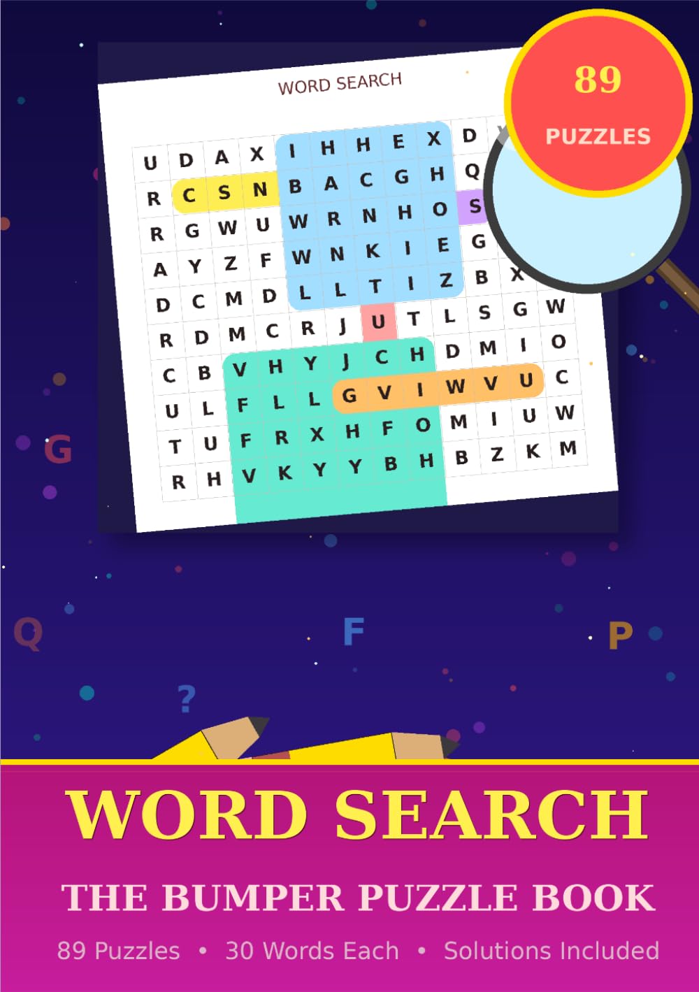 Word Search: The Bumper Puzzle Book: 90 Medium-Difficulty Puzzles with 30 Words Each — Solutions Included