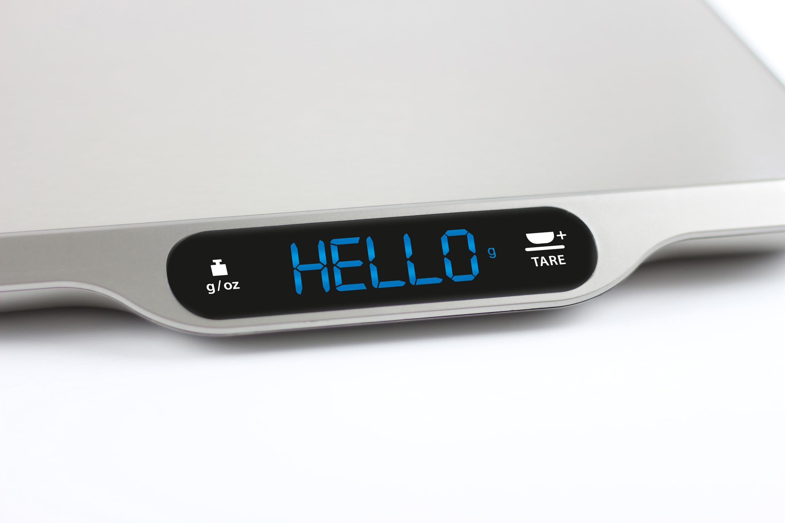 CASO L15 - Bascula de cocina con pantalla LCD, gran superficie de acero Inoxidable (30x22 cm), manejo táctil, función de tara y hold, graduación precisa de 1 g, hasta 15 kg
