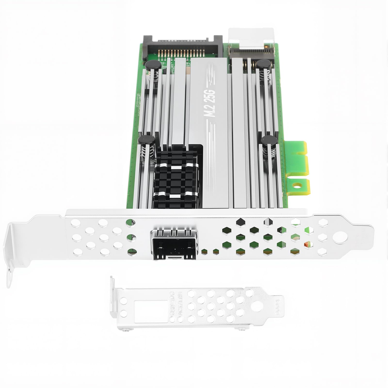M.2 to 25Gb NIC, for Mellanox ConnectX4 Chip, 1*SFP28 Port, M.2+M Key+SFF 8087, with 0.35m(1.1ft) Connection Cable, 25/10 / 1 Gbps, Support Windows Server/Windows/Ubuntu/Linux