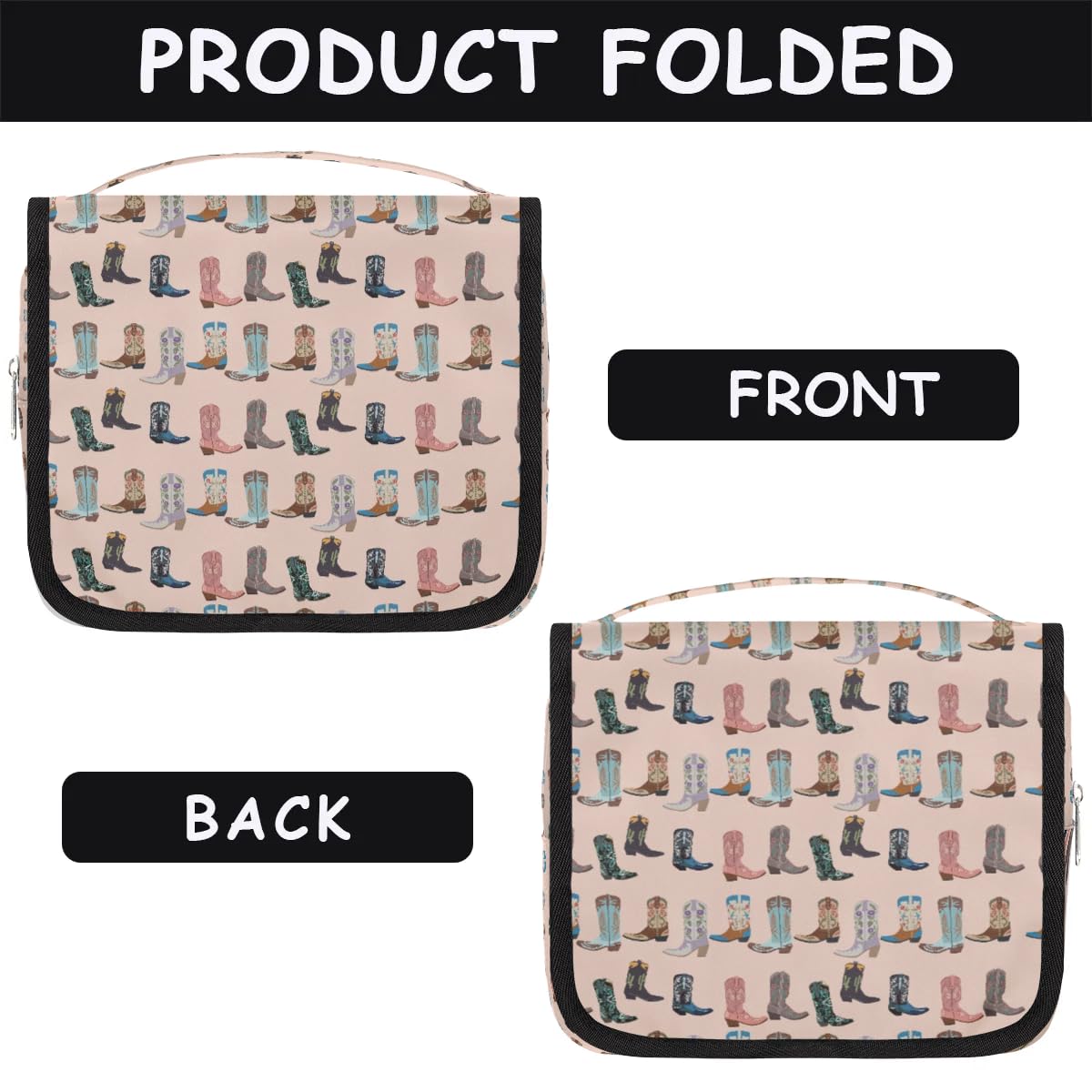 Neceser de viaje para mujeres y hombres con gancho para colgar, organizador de cosméticos de maquillaje, bolsa de viaje para artículos de tocador, accesorios esenciales, tamaño grande, Cowboy