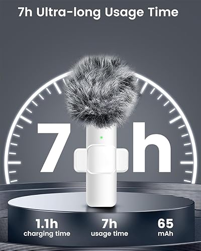 Miniatura 4 de Kingwell Micrófono inalámbrico para iPhone, 1 mini micrófono de solapa, color blanco