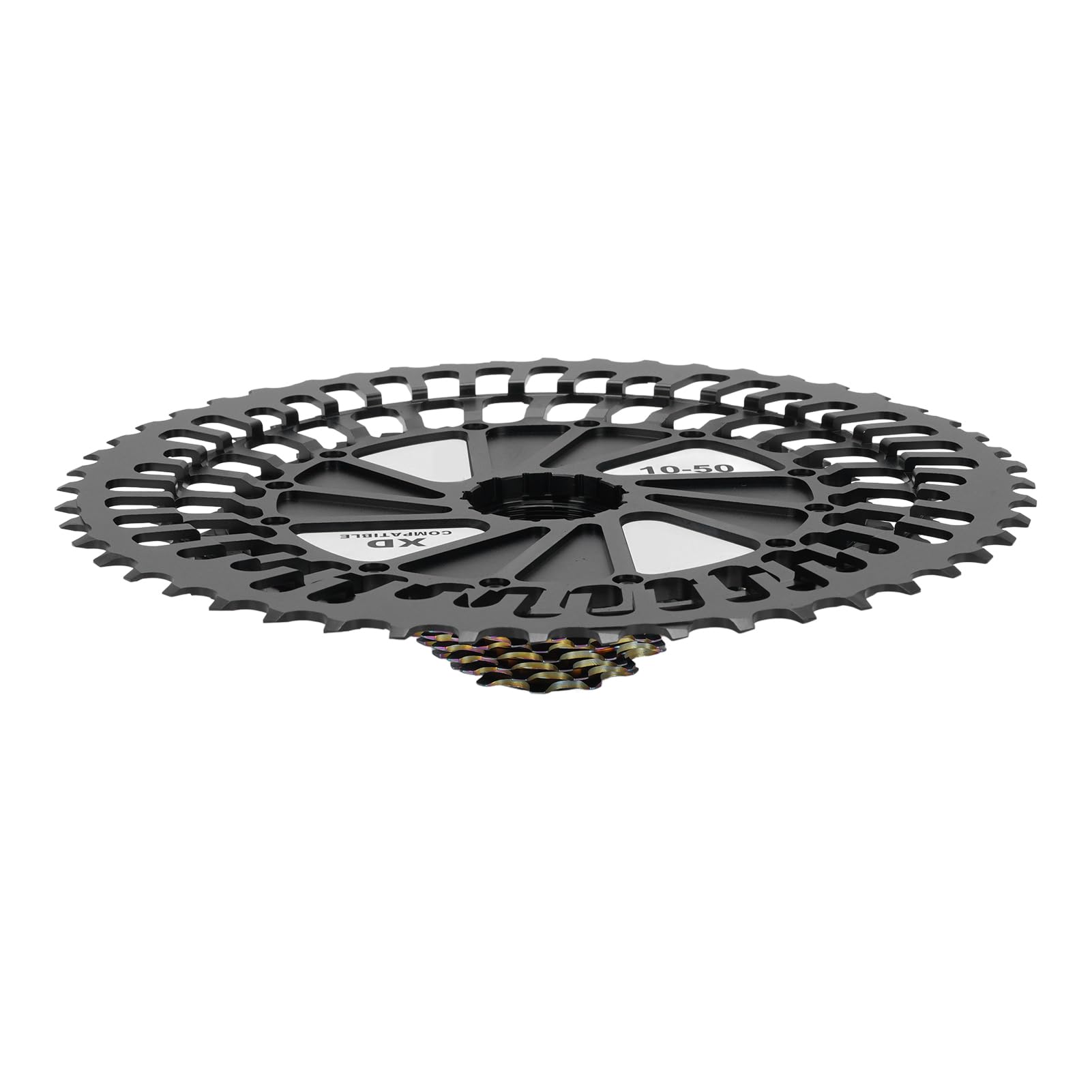 Tbest Cassette de Bicicleta Ultraligero 10 50T 12 Velocidades CNC Hueco Volante de Bicicleta Reemplazo XD Freehub Aplicable Ciclismo