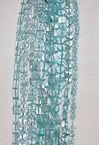 Jamsons Beads 10 Strands Per Pack - India Gemstone - Hand Crafted Genuine Stone Beads - Blue Topaz - 14-15" Long Strands - Assorted Shapes & Sizes - Total 10 Strands Per Pack