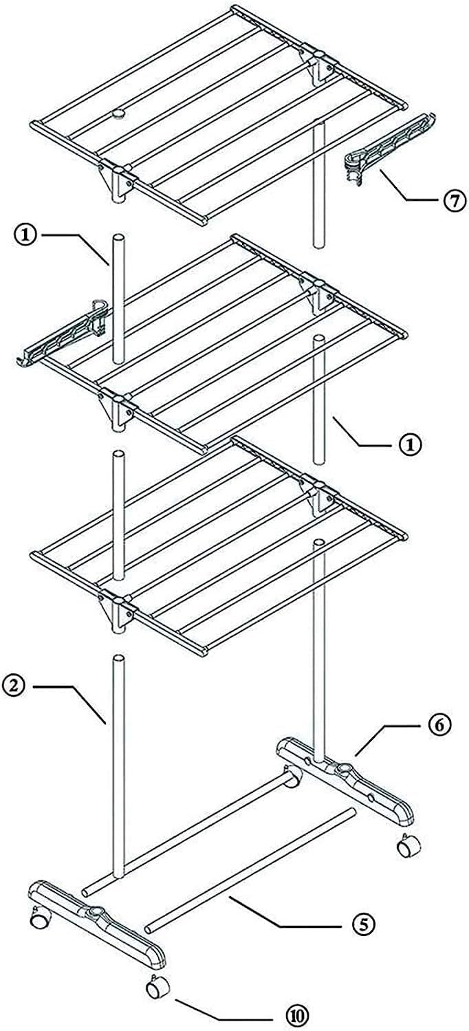 Hanging Clothes Rack Towel Rack Floor Movable Folding Drying Rack Balcony Indoor Multi-Layer Drying Rack