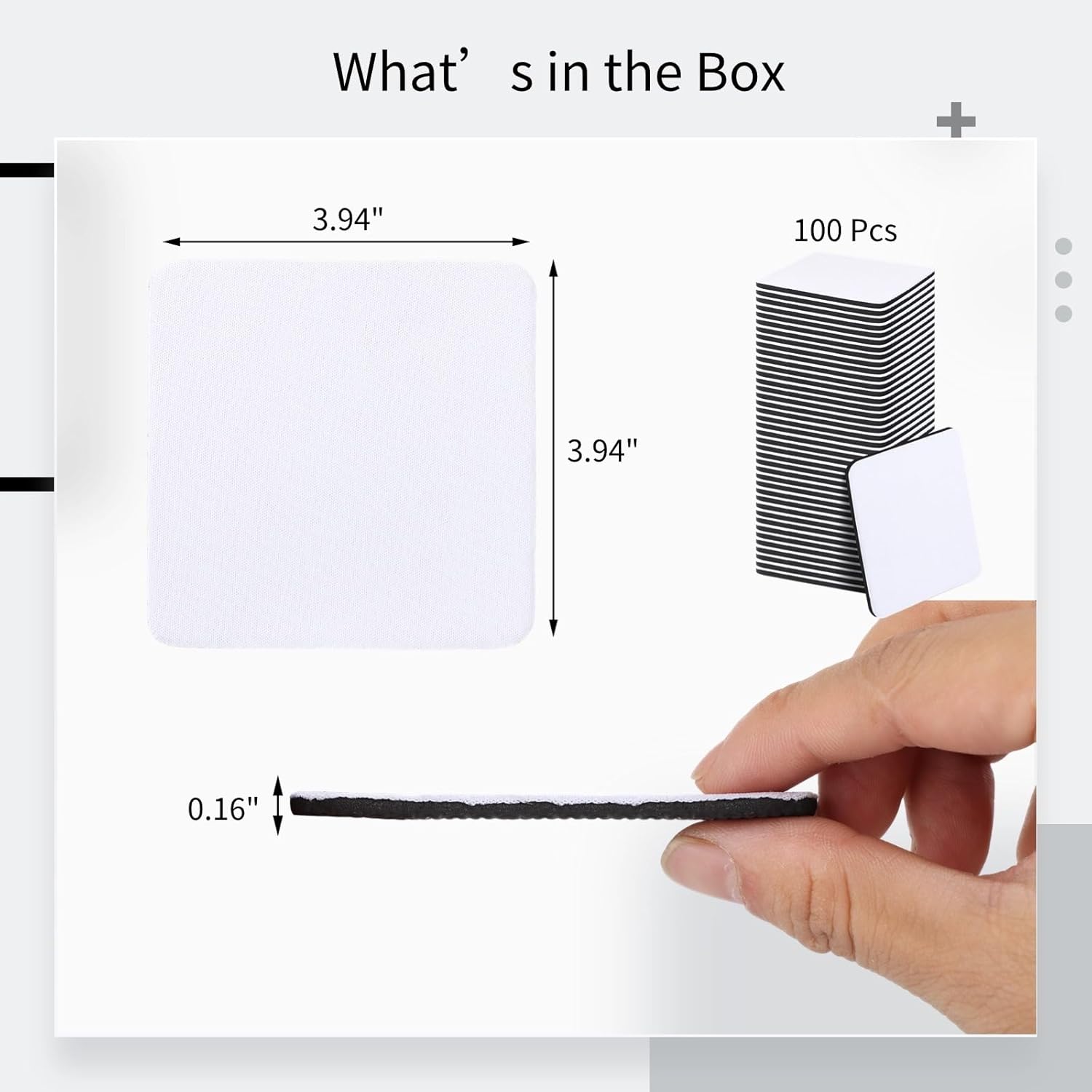 Sublimation 3.94 X 3.94 Inches Blank 100 Pcs Cup Square Non-Slip Print Mats Heat Inch Unmarked Heat Square Heat Mats Heat Can Msdi Hats Book Pad