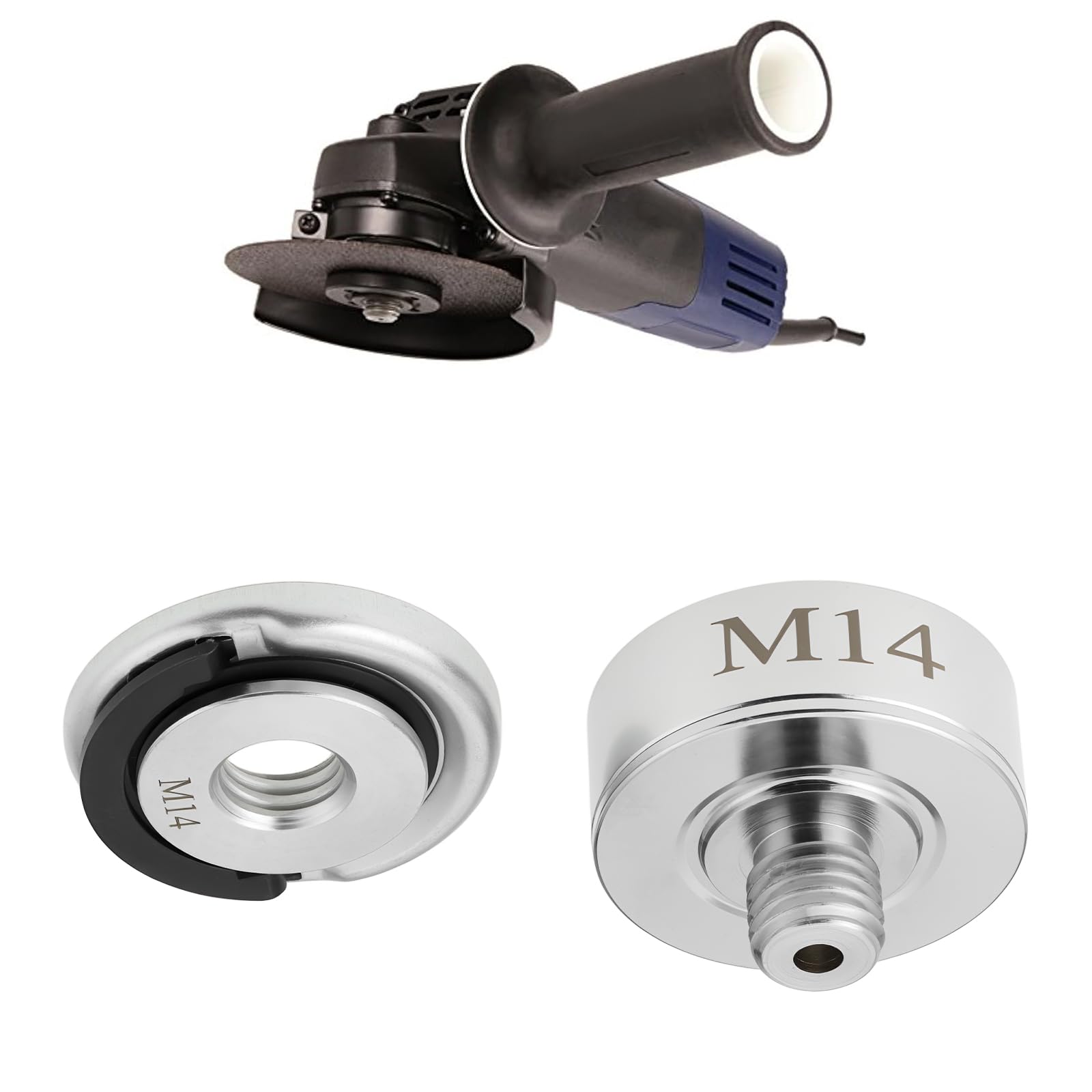 Create idea Adaptateur de Filetage M14 avec écrou à Bride en Acier Carbone Compatible avec Les Meuleuses d'angle X-Lock