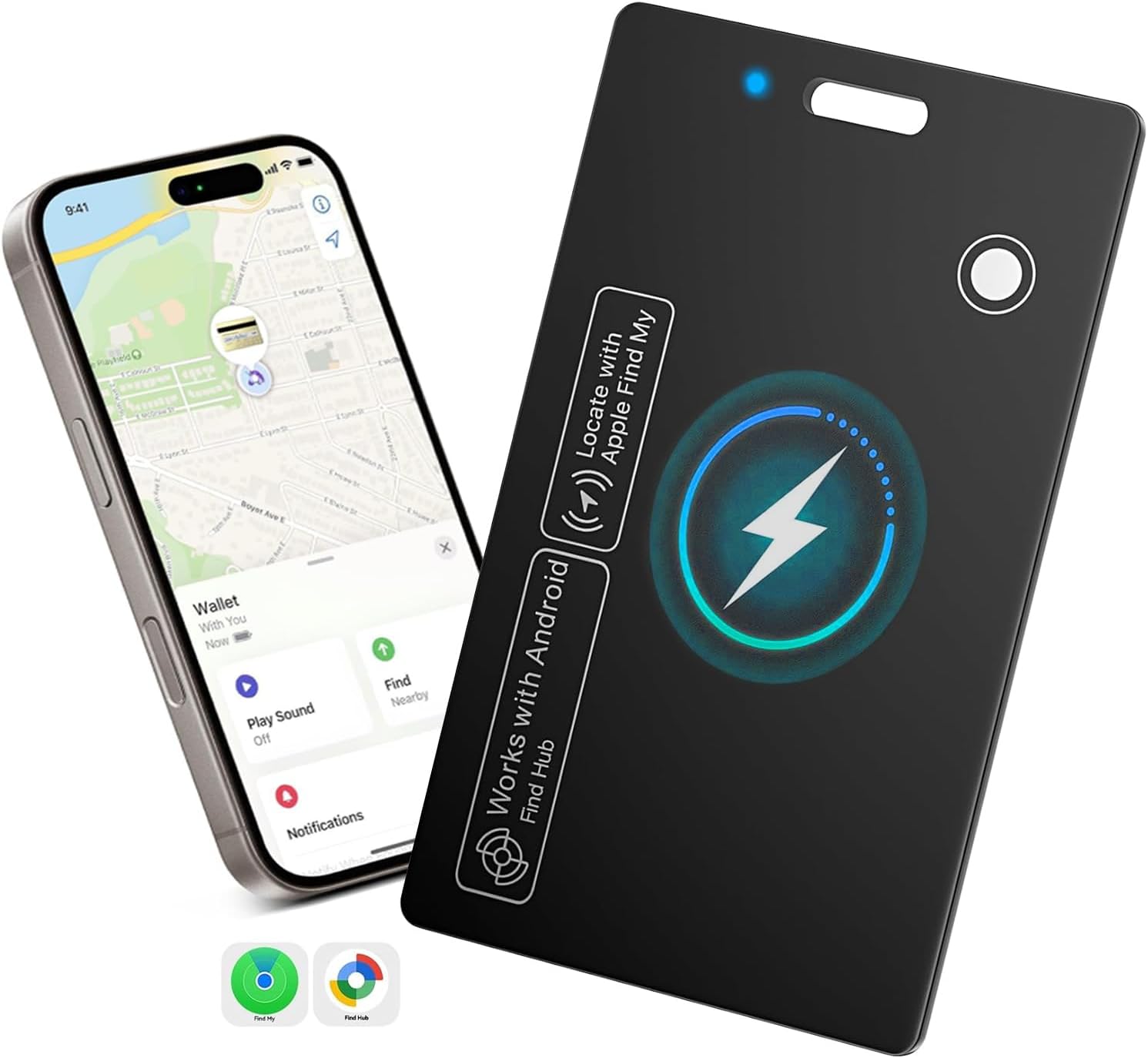 2026 Dual Platform Rechargeable Air Tags Wallet Tracker Card, Dual System Smart Card, Compatible with Apple Find My & Google's Find Hub, Item Locator,Credit Card Size Tracker,Waterproof&Light (Black)