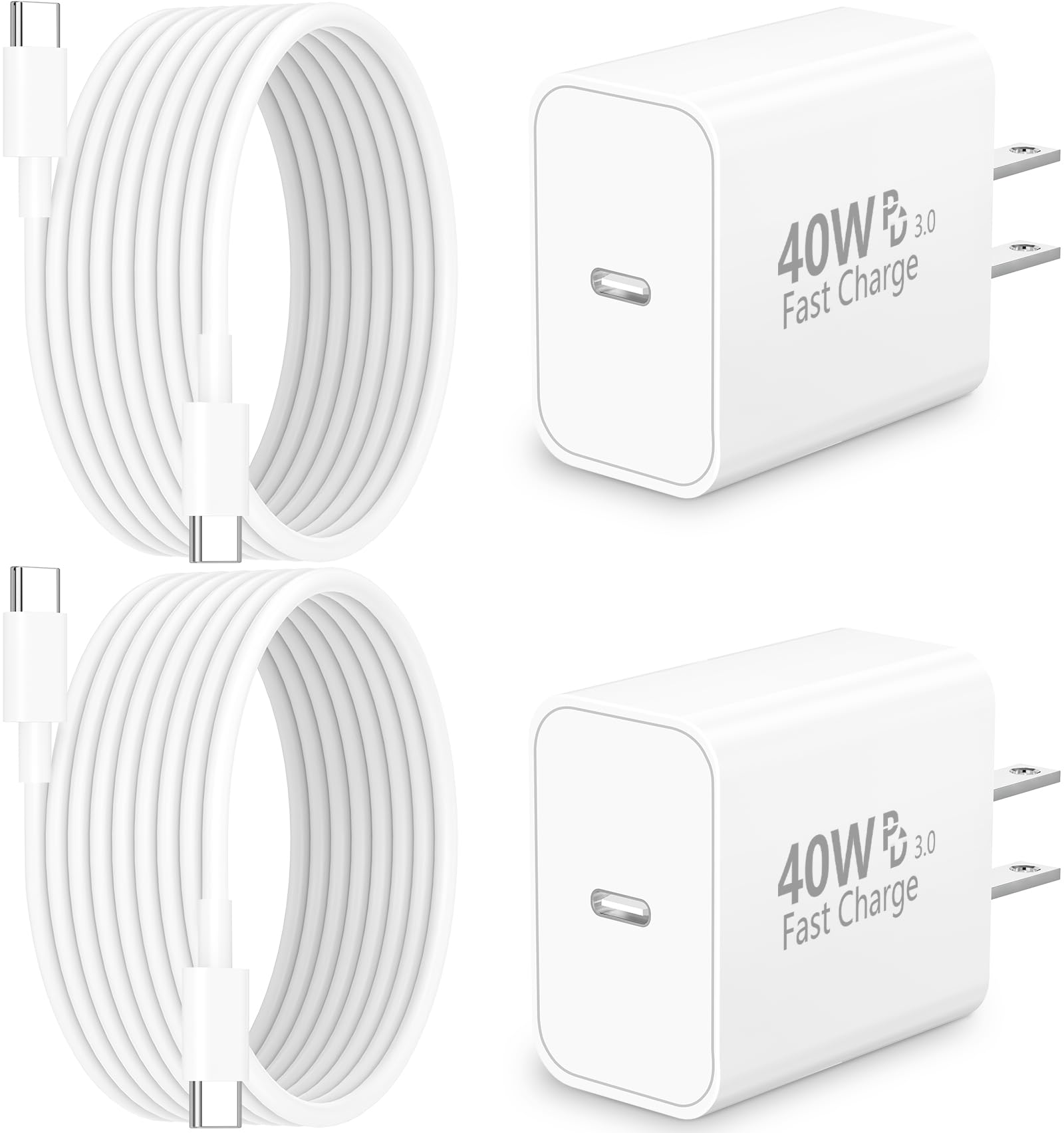 [Apple MFi Certified] iPhone 17 Charger Fast Charging, Linocell 4Pack 40W Dynamic Power Adapter USB C Charger Type C Wall Chargers with 6FT Type C Cable for iPhone 17/17 Pro/17 Pro Max/16 Pro/15/iPad