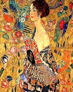 TUMOVO Paint by Numbers Kit for Adults Acrylic Gustav Klimt Oil Painting Character Portrait Canvas Woman with Fan Digital Painting Combination Set Painting for Beginners Abstract Drawing(16''Wx20''H)