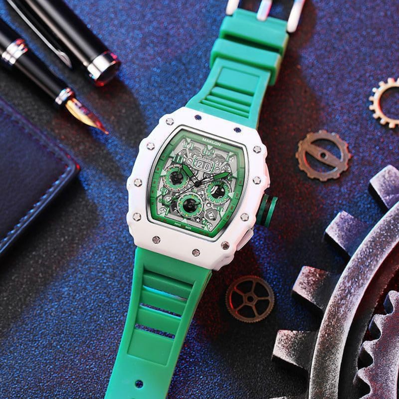 Image of Men's Automatic Mechanical Watch | Barrel Design, Stainless Steel, 10M Waterproof Sport Watch | Ideal for Weddings & Parties-MDV