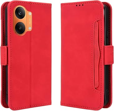 Cover Compatible with TCL NxtPaper 70 Pro Dual Card SlotsFlip StandSmartphone CaseMagnetic Clasp Wallet Red