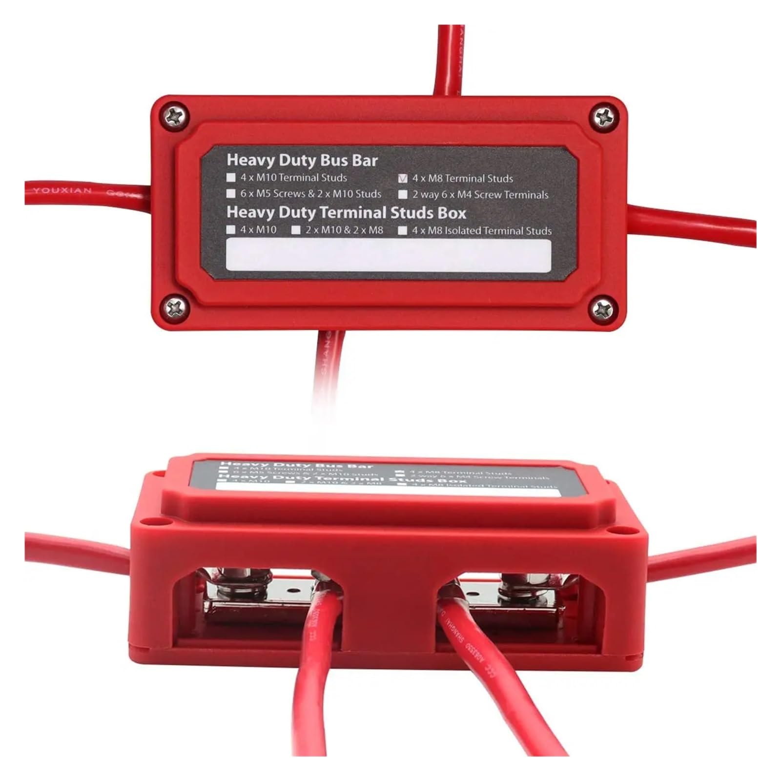 Bloc de Distribution d'énergie Robuste for Barre Omnibus 300A, Conception Module boîte Barres avec 4 Goujons terminaux M8 (5/16 ") for Voiture, Camping-Car, Bateau