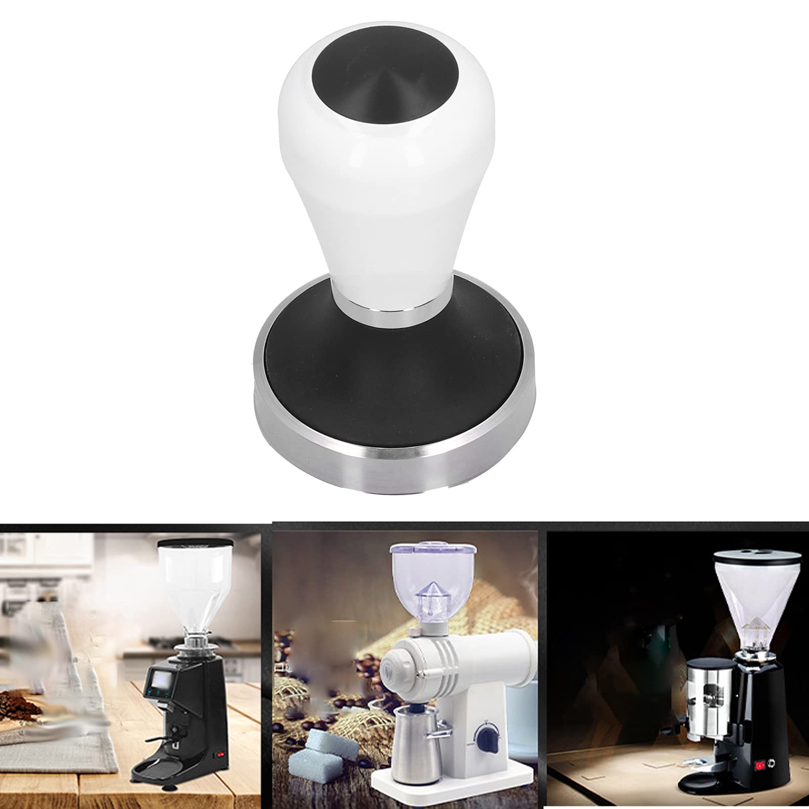 Wysokiej jakości młotek do ubijania kawy, podstawa o średnicy 58,5 mm, prasa do kawy mielonej ze stali nierdzewnej z ergonomicznym uchwytem do użytku przez baristów i w domowej