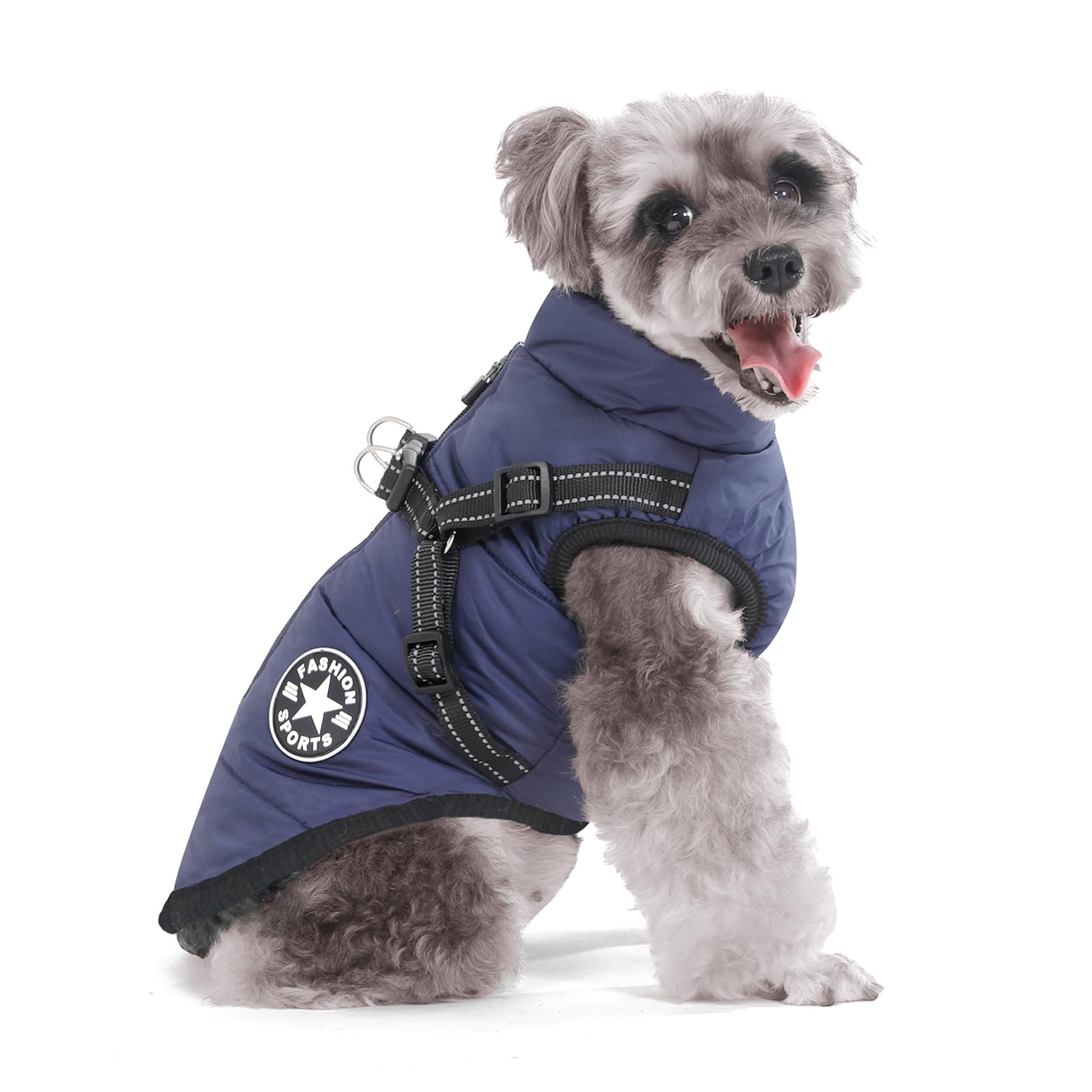 Aywoja Cappotto Cane Invernale, caldo, cappotto per cani con pettorina, impermeabile, lavabile in lavatrice, con strisce riflettenti, resistente anello a D