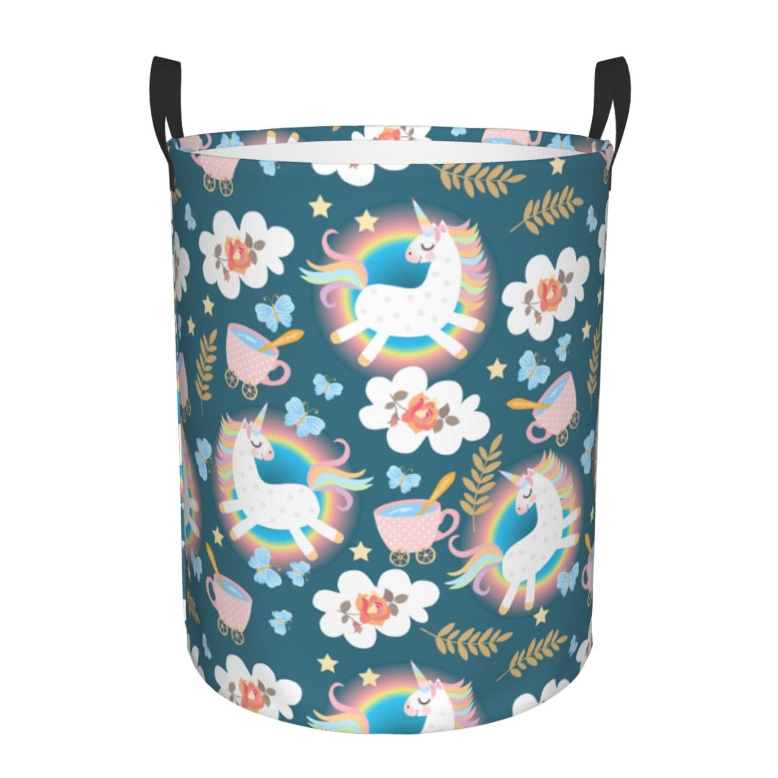 Laundry Hamper Rolicking Unicorns Laundry Basket Waterproof Personality Fashion Hampers for Laundry Large Collapsible Laundry Basket Storage Basket for Dorm and Home