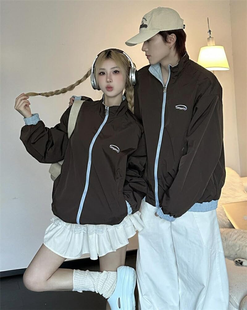 [ジュタオピン] ペアルック カップル カジュアル ジャケット 秋 トレンチコード 両面使える お揃い コーデ 長袖 冬 メンズ フ