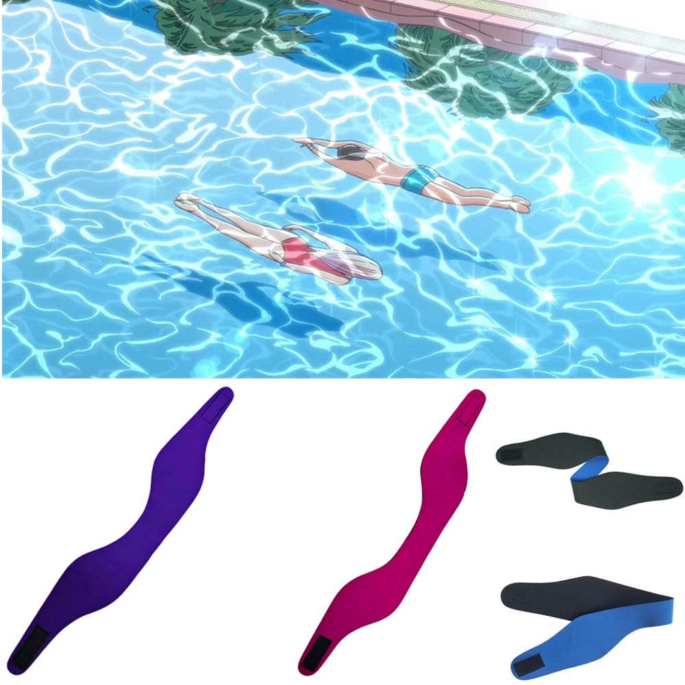 Fascia da nuoto multifunzione, 3 pezzi, impermeabile, con protezione per le orecchie, regolabile, elastica, per sport acquatici per nuotare e fare surf