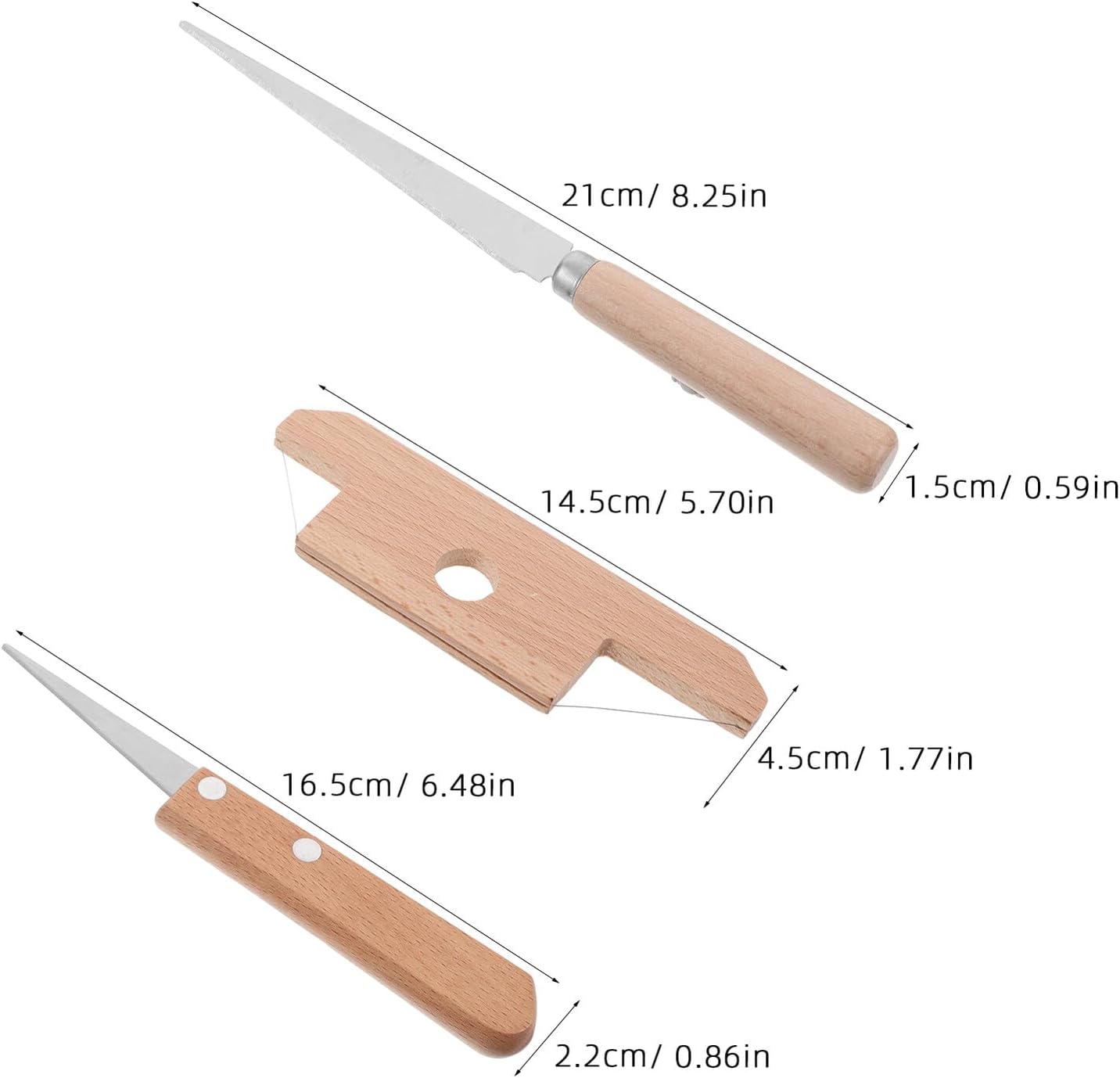 HOODANCOS 3pcs Pottery Fettling Knife Set with Wooden Handles for Clay Sculpting and Trimming, Bevel Wire Cutter Tools for Ceramic Modeling and Craft Art Supplies