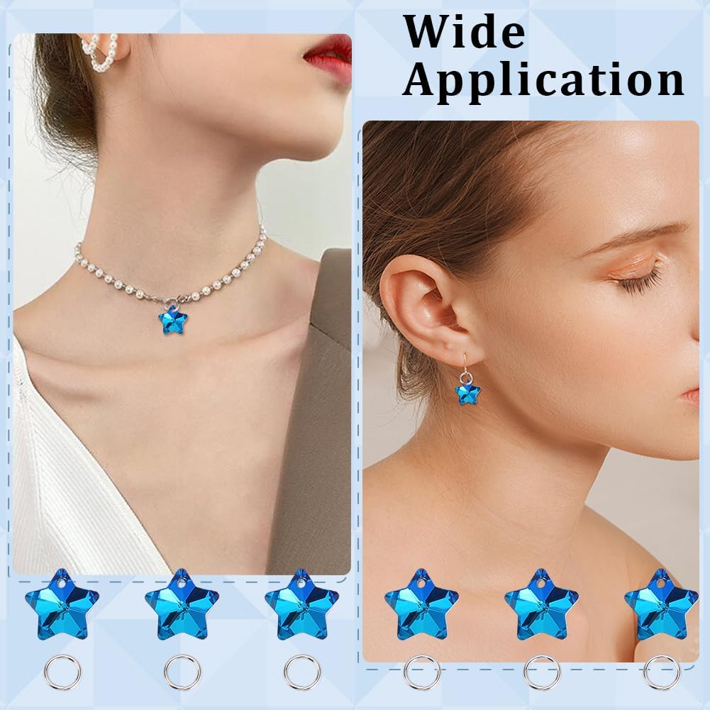 100Pcs Crystal Star Charms Electroplate Glass Faceted Star Pendants with 100Pcs Jump Ring Five-pointed Dangle Metal Pendant for Jewelry Making Necklaces Earrings Bracelet DIY Crafts - Image 4