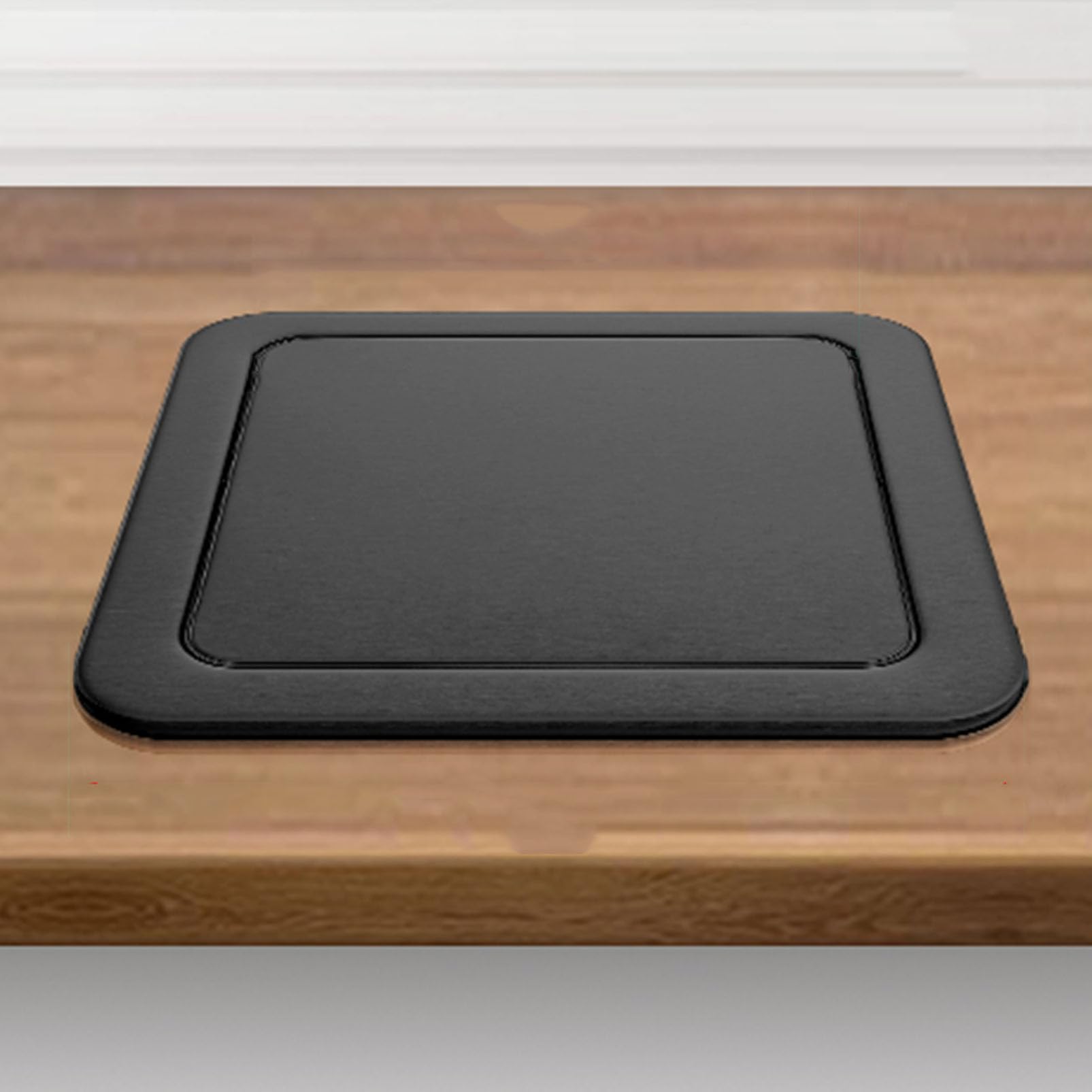 IUokLU Stainless Steel Trash Chute Lid,Swing Flap Cover for Built-in Waste Disposal（Black Single Lid）