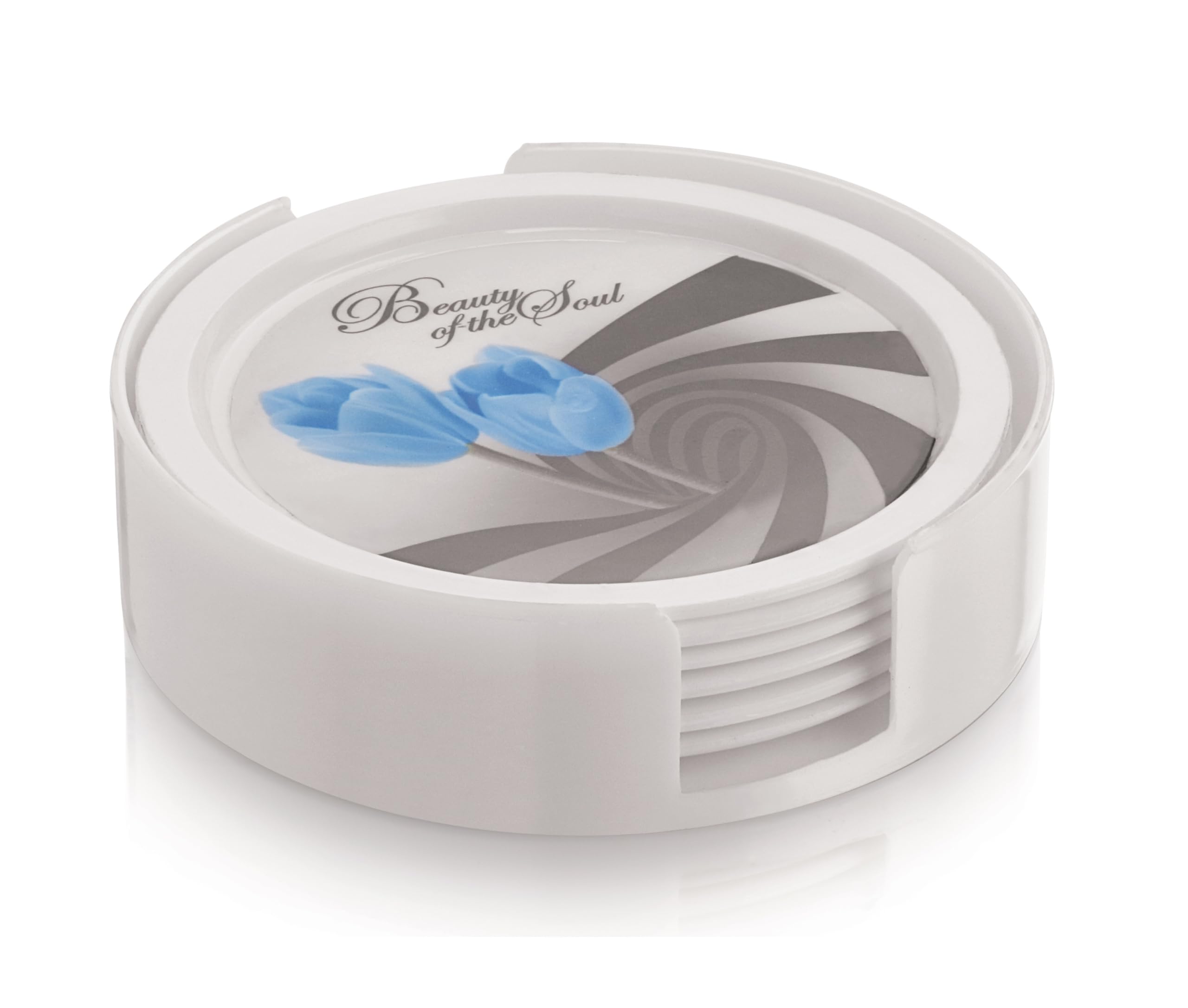 aaKaR - Tea Break Coaster -Printed Round Coaster with Stand - Set of 6