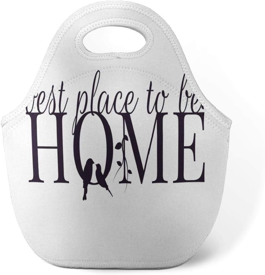 Home Sweet Home Lunch Bags,Darkchocl Lunch Box Insulated for Women Men Adult WallNeoprene Cute Tote Waterproof Thermal Reusable Durable Boxes White