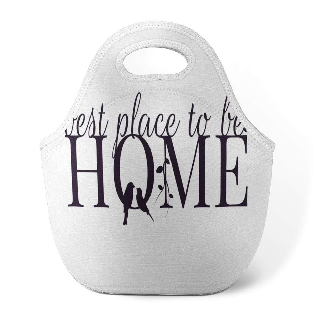 Home Sweet Home Lunch Bags,Darkchocl Lunch Box Insulated for Women Men Adult WallNeoprene Cute Tote Waterproof Thermal Reusable Durable Boxes White