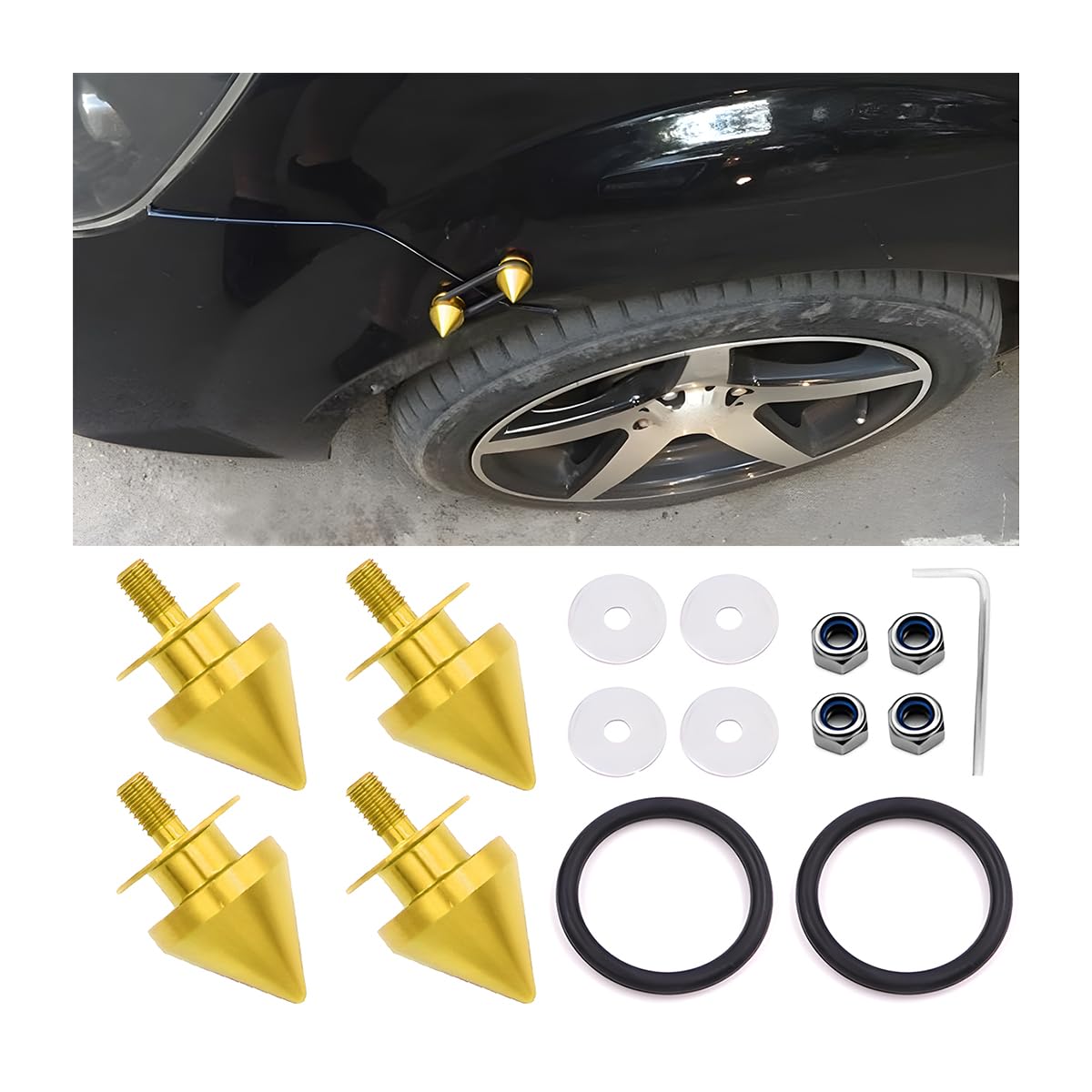 4PCS Aluminum Bumper Quick Release Fasteners Kit For Car Trunk Fender Hatch Lid - Foto 2