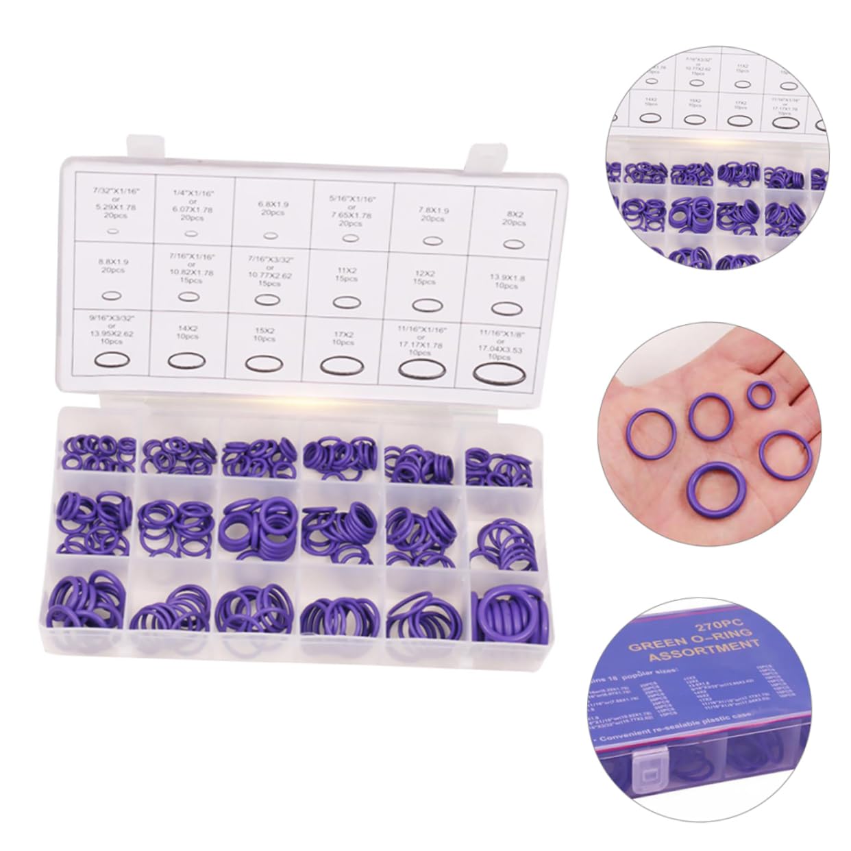Ciieeo 270pcs 18 Size Car Sealing Kit Rubber Gasket Assortment Set for Automotive Pipe Repair