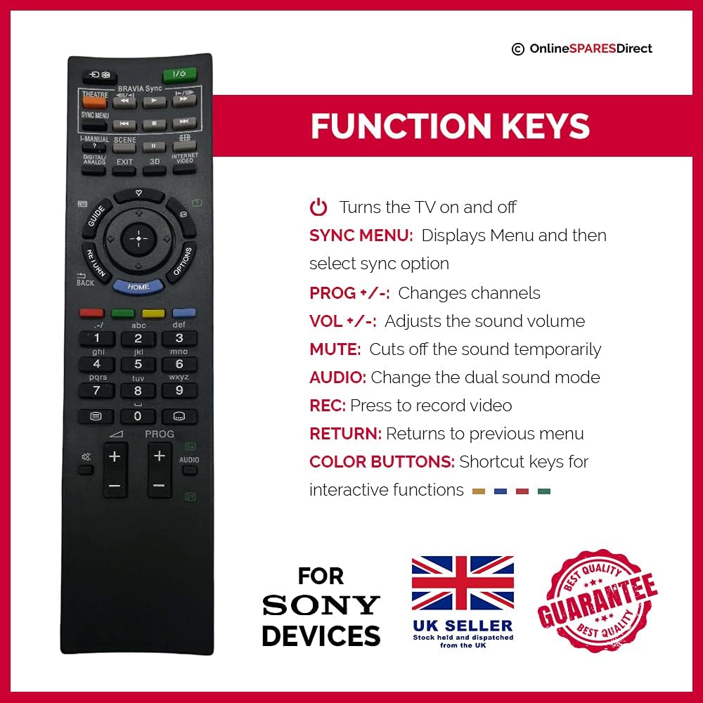Replacement Remote Control For RM-ED030 RMED030 Sony Bravia LCD LED HDTV TV's - Image 5