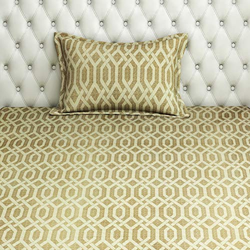 Image of Swayam Roto Cotton Single Bedsheet with 1 Pillow Cover | Size 60 x 90 inch | 144 TC | Geometric Design | Soft Breathable Bed Sheet | Comfortable & Durable for Bedroom - Brown & Beige