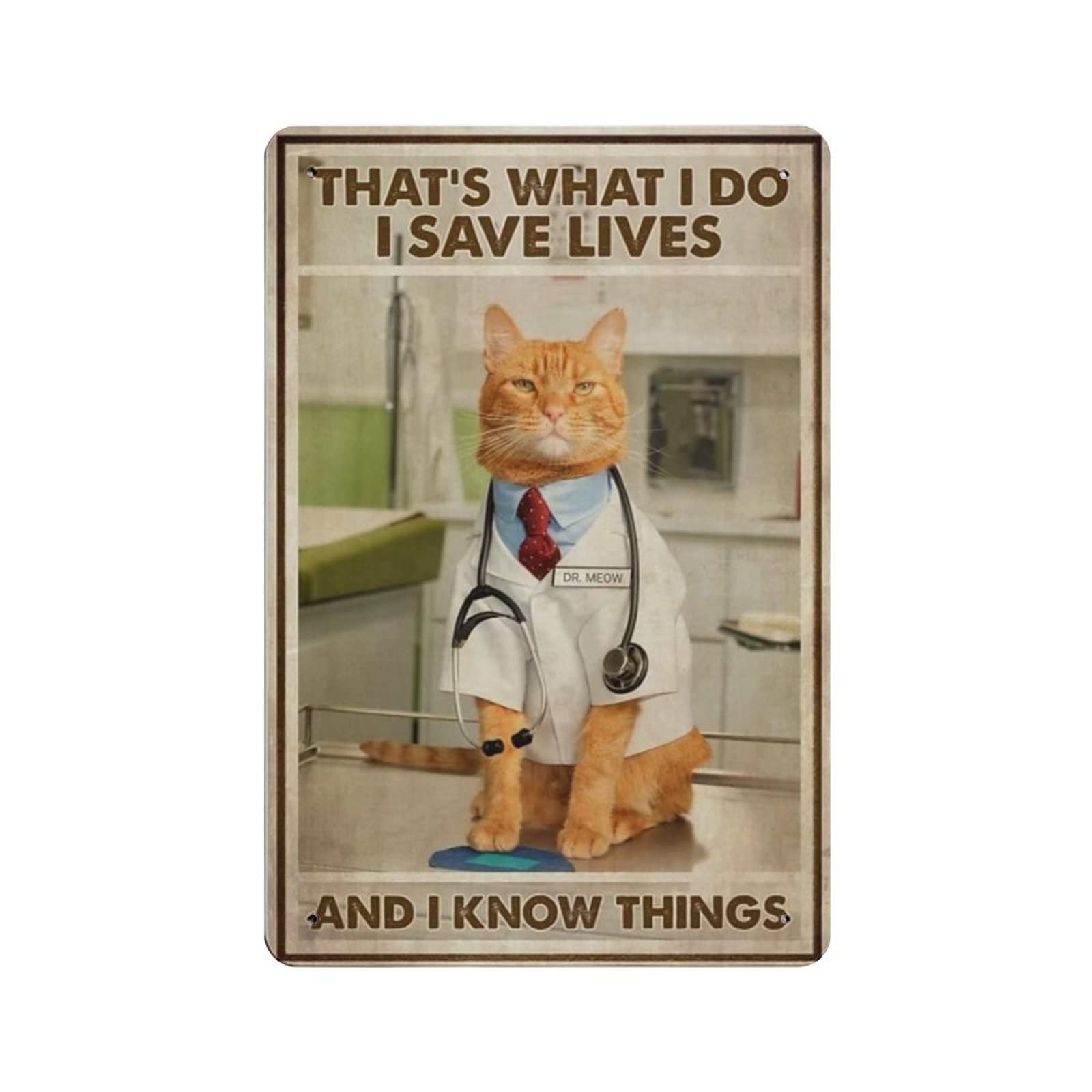 AOOEDM Cat That's What I Do Vintage Metal Tin Sign for Home Coffee Shop Office Wall Art Metal Poster Garage Decor Man Cave Sign Inspirational Quote Wall Decor