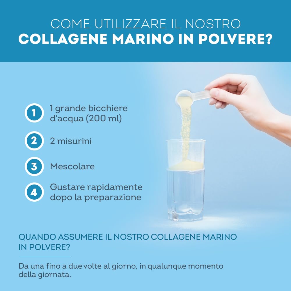 Collagene Marino in Polvere con Vitamina C - 10000 mg Peptidi di Collagene di Pesce - Collagene Idrolizzato - Collagene da Bere - Articolazioni - Anti-Age Pelle - Aroma Limone e Lime - Vitavea